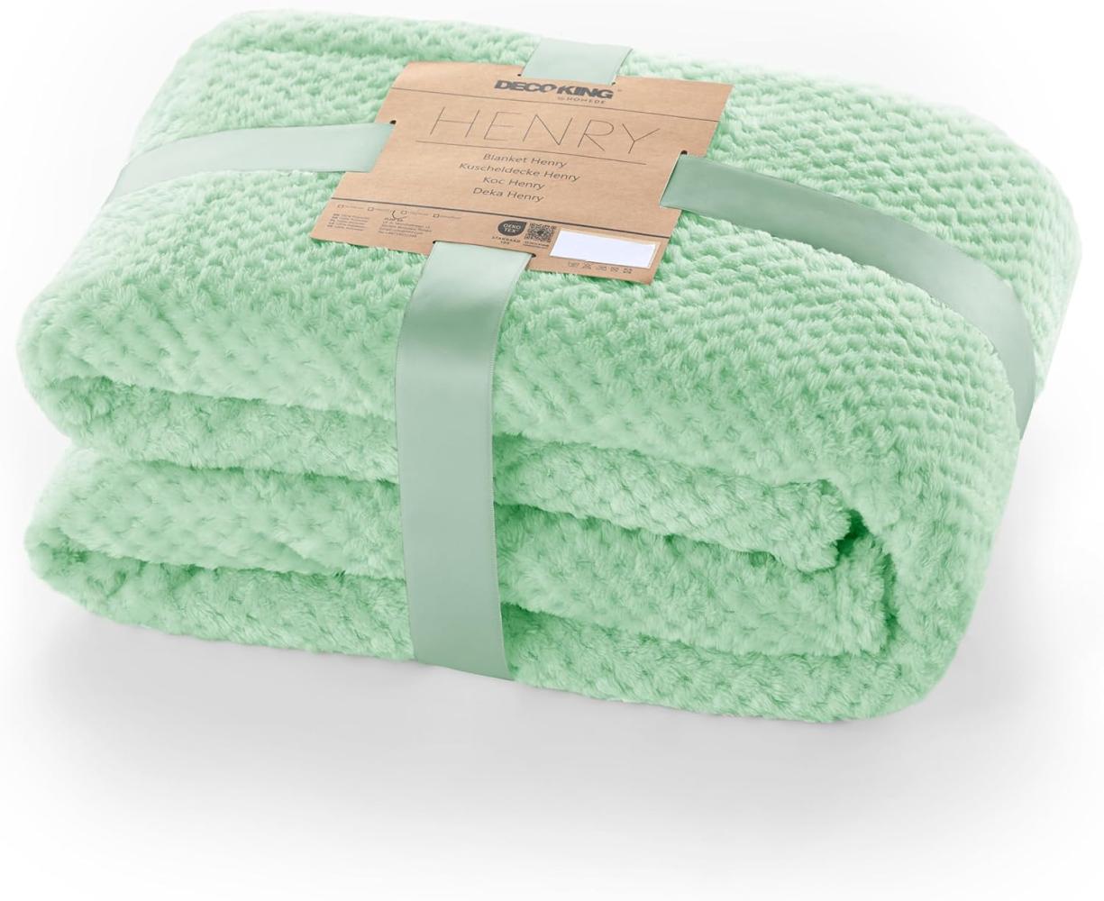 DecoKing Kuscheldecke 170x210 cm Pfefferminze Decke Microfaser Wohndecke Tagesdecke Fleece weich sanft kuschelig skandinavischer Stil Minze Henry Bild 1