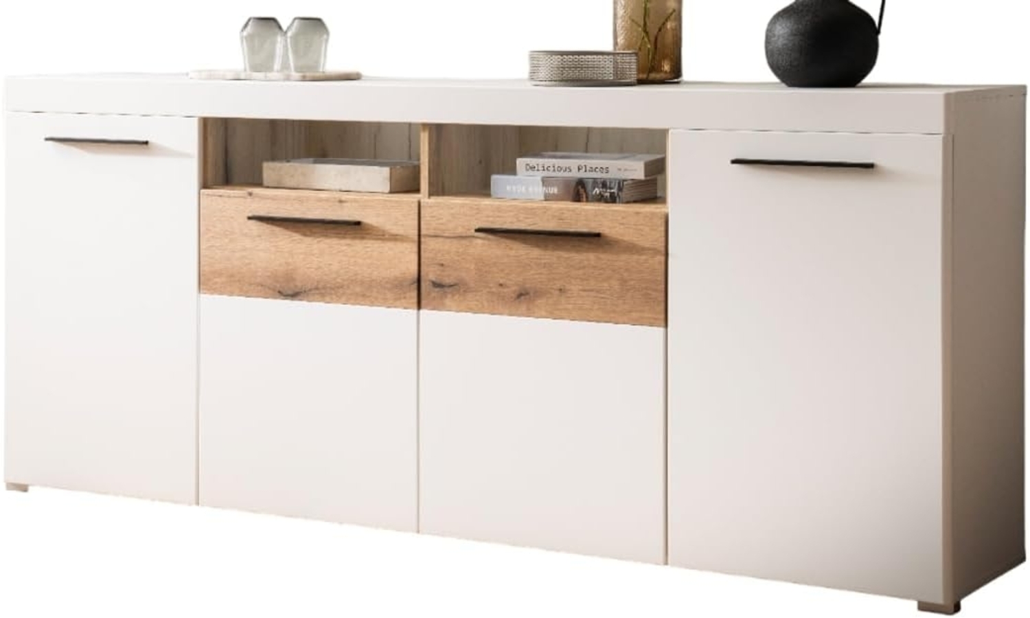 Sideboard Lavell in weiß matt und Eiche 205 cm Bild 1