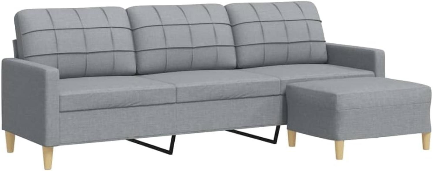 vidaXL 3-Sitzer-Sofa mit Hocker Hellgrau 210 cm Stoff 3278249 Bild 1