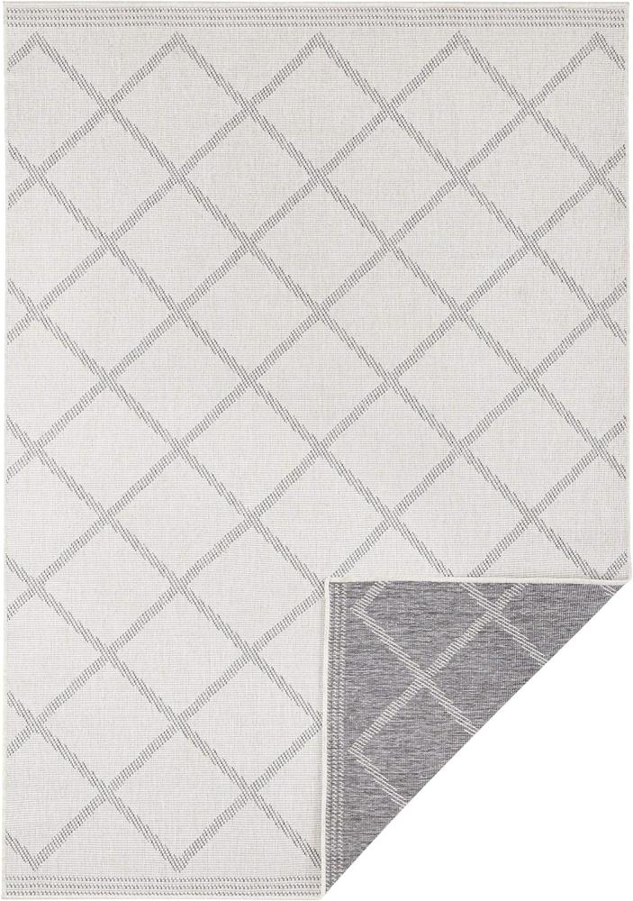 NORTHRUGS In- und Outdoor Teppich Corsica 80x250cm - Wendeteppich Wetterfest Modern Geometrisches Muster Läufer für Balkon Terrasse Garten Wintergarten Wohnzimmerteppich Wasserfest in Grau Creme Bild 1