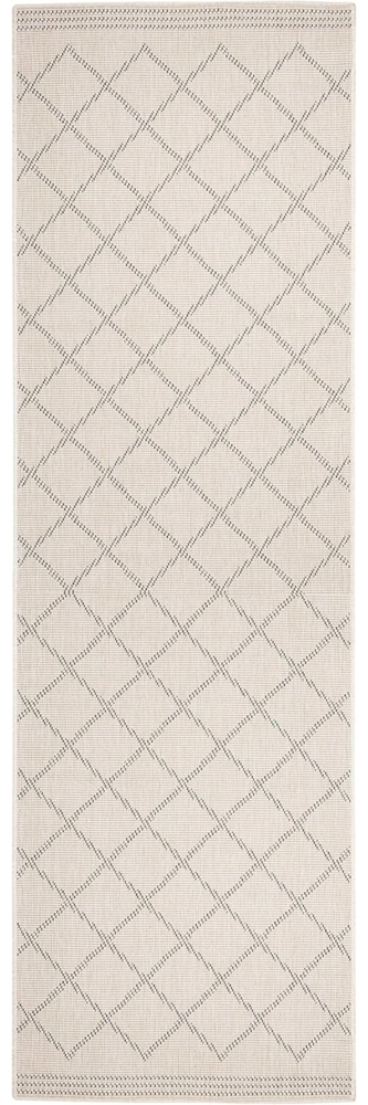 NORTHRUGS In- und Outdoor Teppich Corsica 80x250 cm - Wendeteppich Wetterfest Modern Geometrisches Muster Läufer für Balkon Terrasse Garten Wintergarten Wohnzimmerteppich Wasserfest in Grau Creme Bild 1