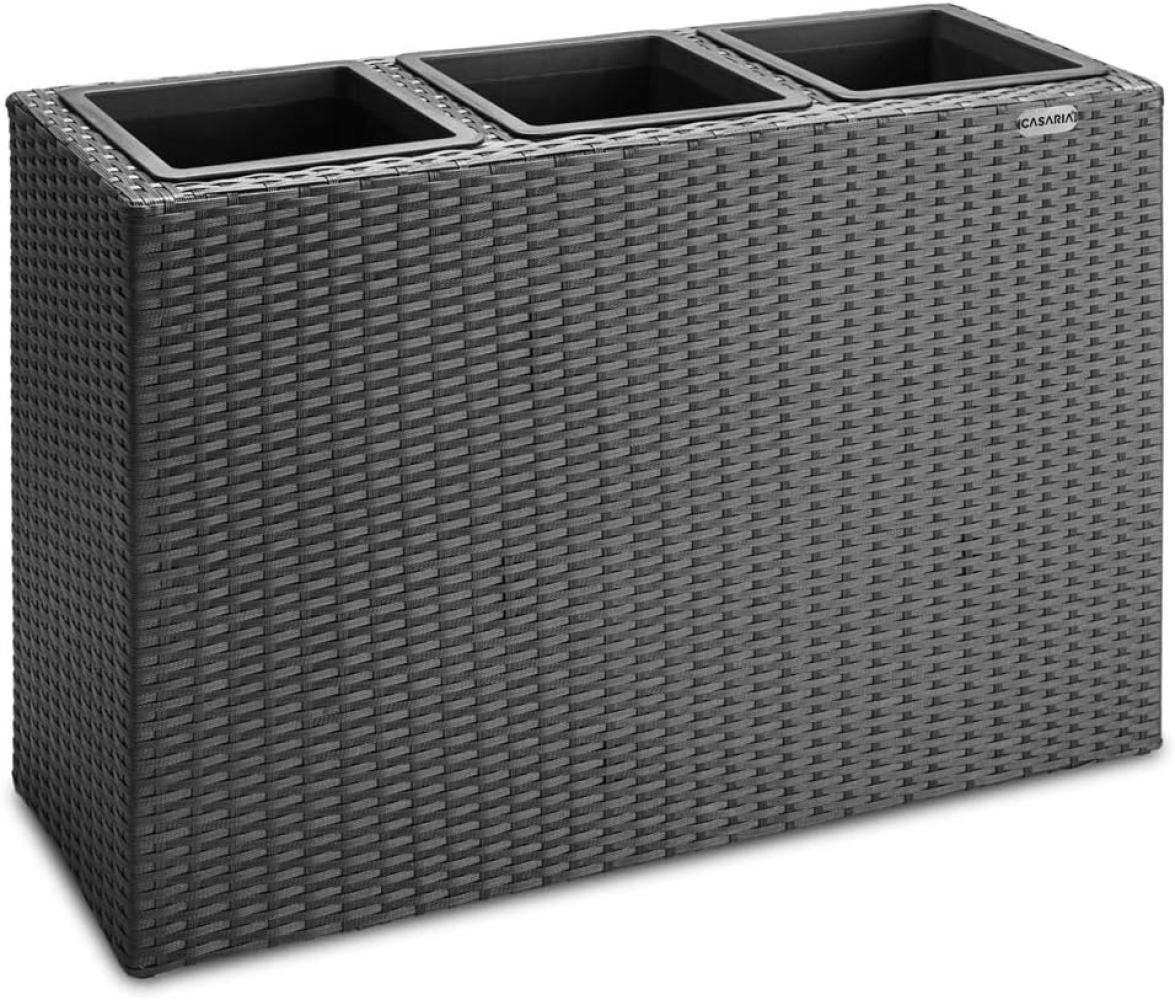 Casaria Pflanzkübel, 3 Innentöpfe Herausnehmbar Polyrattan 83x30,5x60cm Blumentopf Schwarz Bild 1