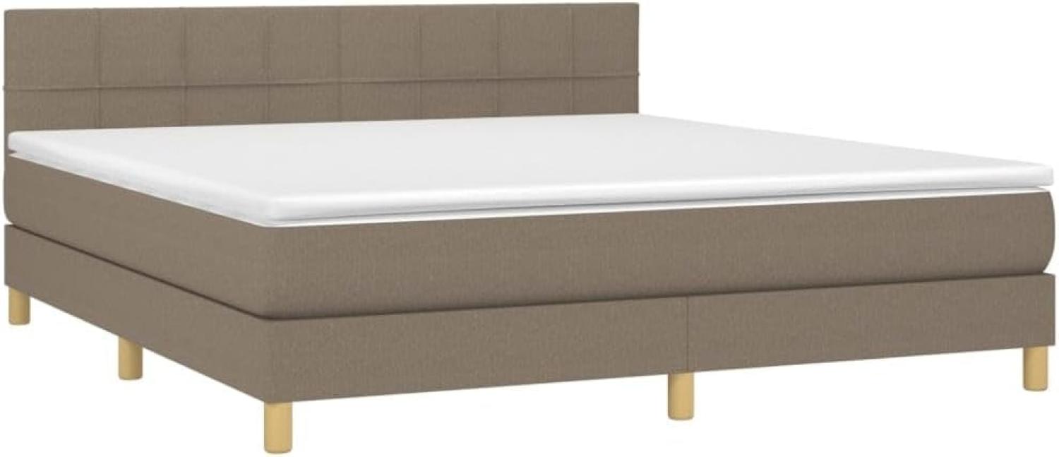 vidaXL Boxspringbett mit Matratze Taupe 180x200 cm Stoff 3140637 Bild 1