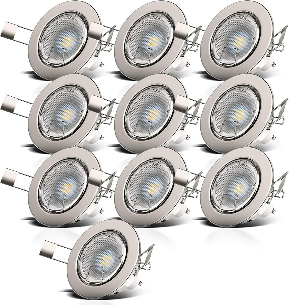 10x LED Einbaustrahler schwenkbar Nickel matt Decken-Spot Einbau-Leuchte GU10 10 Stück Bild 1