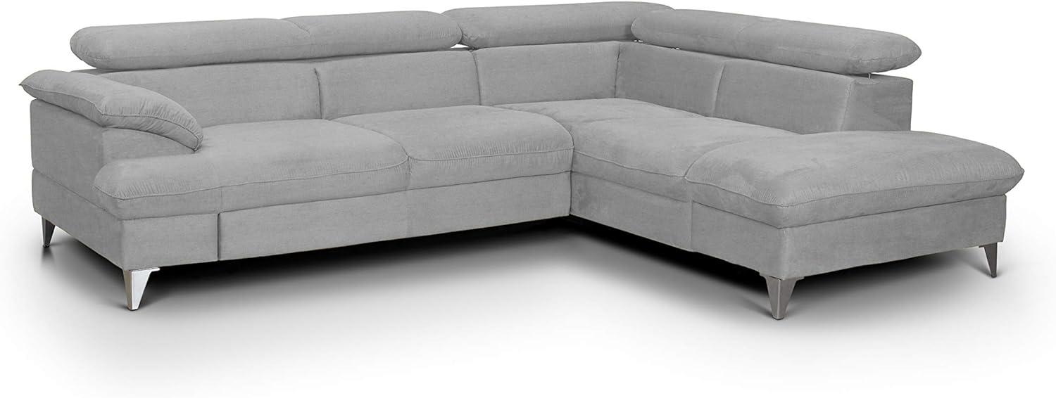 Mivano Schlafsofa David / Moderne Eckcouch mit verstellbaren Kopfteilen, Bettfunktion und Stauraum / 256 x 71 x 208 / Mikrofaser-Bezug, Grau Bild 1