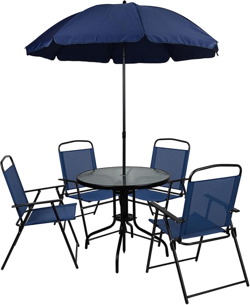 Flash Furniture Glas-Terrassentisch und Stuhl-Sets, Navy, OneSize Bild 1