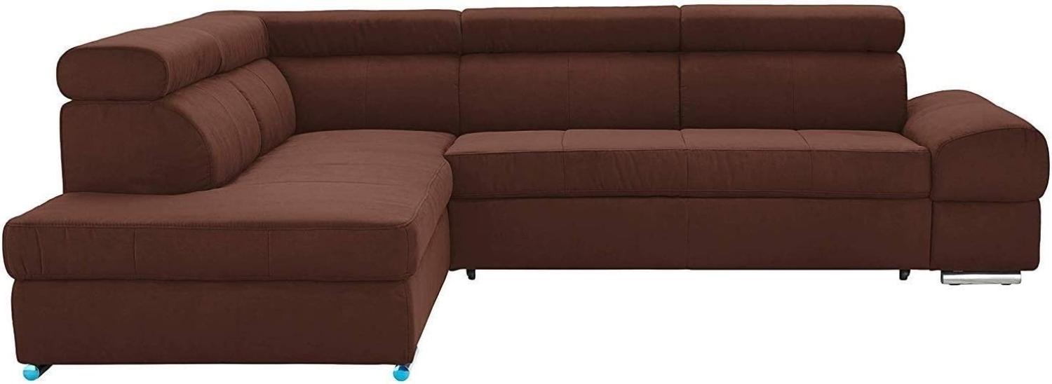 Cavadore Ecksofa Brady mit Ottomane links / Polsterecke mit Bettfunktion / inkl. Kopfteilverstellung / 270 x 79-93 x 215 / Mikrofaser Braun Bild 1