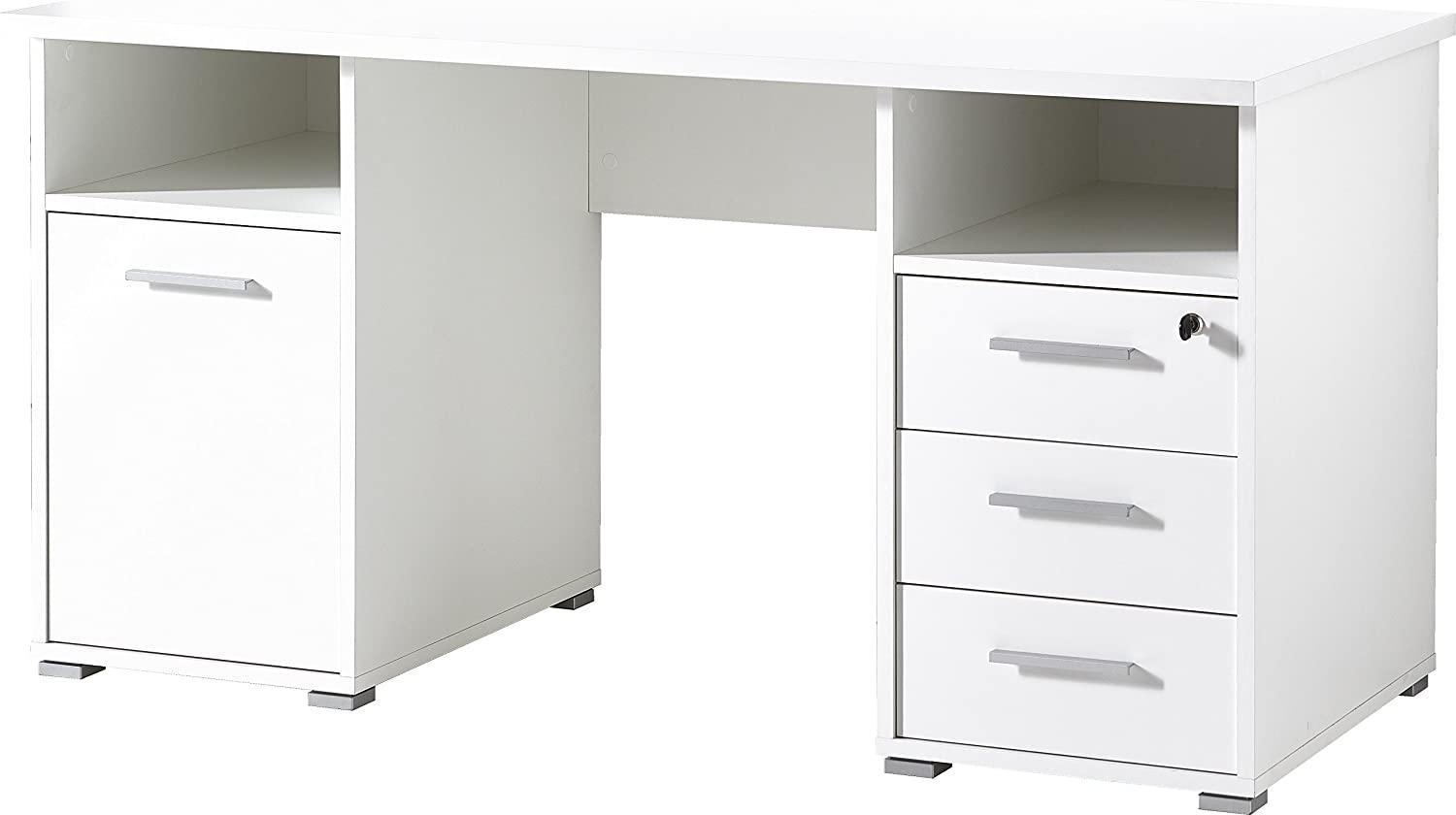 Germania 4080-84 Schreibtisch mit Stauraum 4080, in Weiß, 145 x 75 x 70 cm (BxHxT) Bild 1