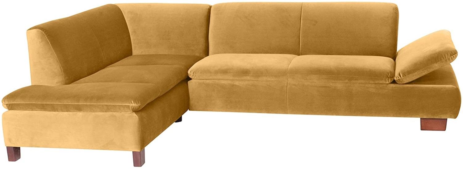 Terrence Ecksofa Samtvelours Mais Buche Nussbaumfarben Bild 1