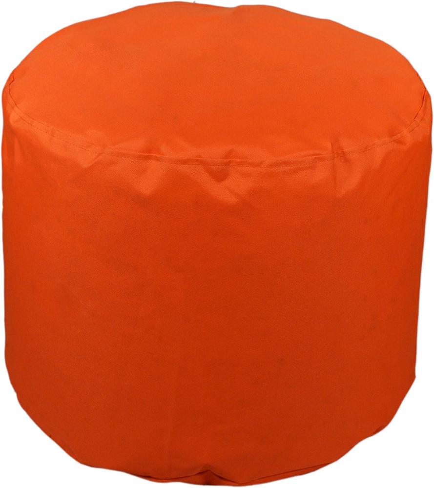 Kinzler S-10118/09 Sitzhocker rund, ca. Ø50 x H40 cm, Outdoor & Indoor, Sitzsack in vielen verschiedenen Farben, wasserabweisender Hocker, orange Bild 1