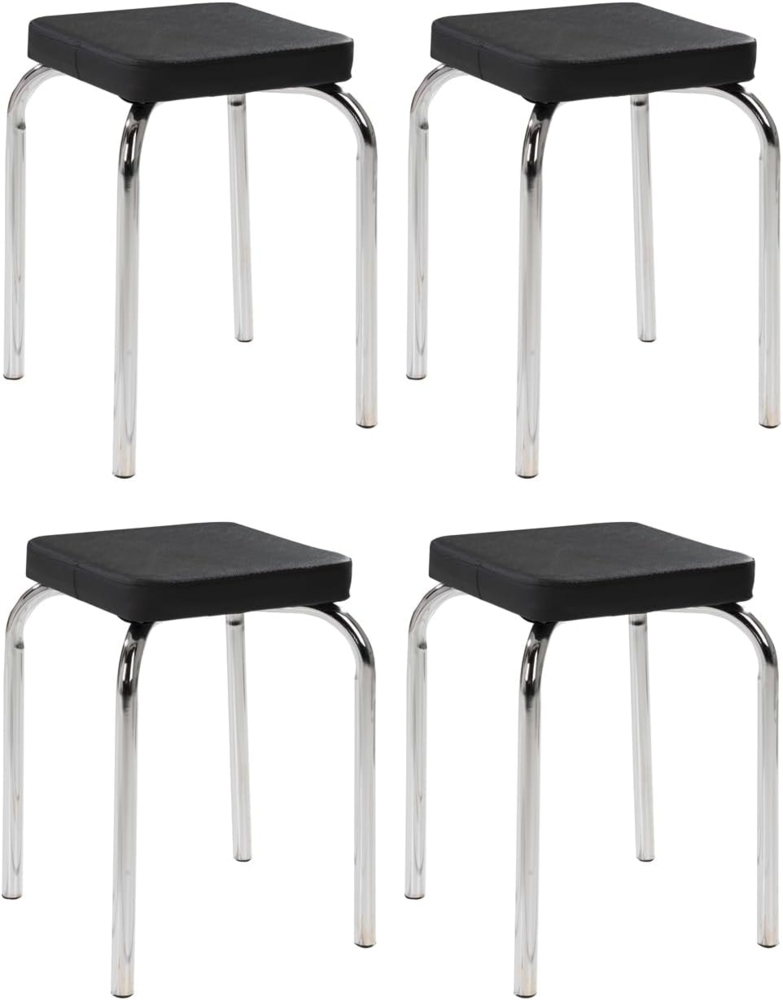 HAKU Sitzhocker Stapelhocker PIK, 4er Set, Schwarz, Kunstleder, stapelbar Bild 1