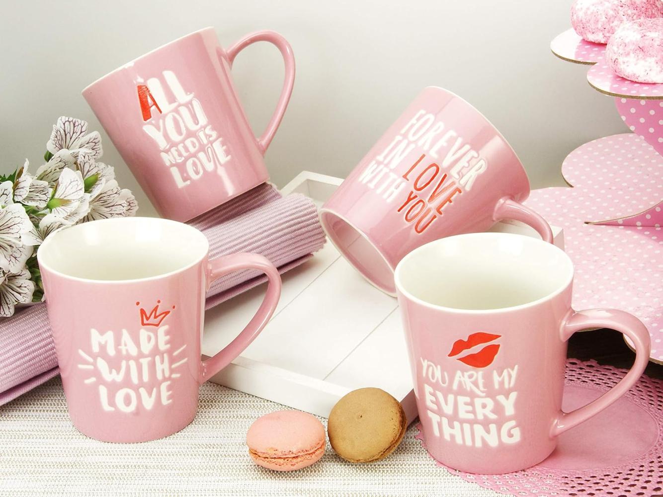 CreaTable 20896 LOVE COLLECTION , Kaffeebecher, 420 ml, rosé, 4-teilig (1 Set) Bild 1