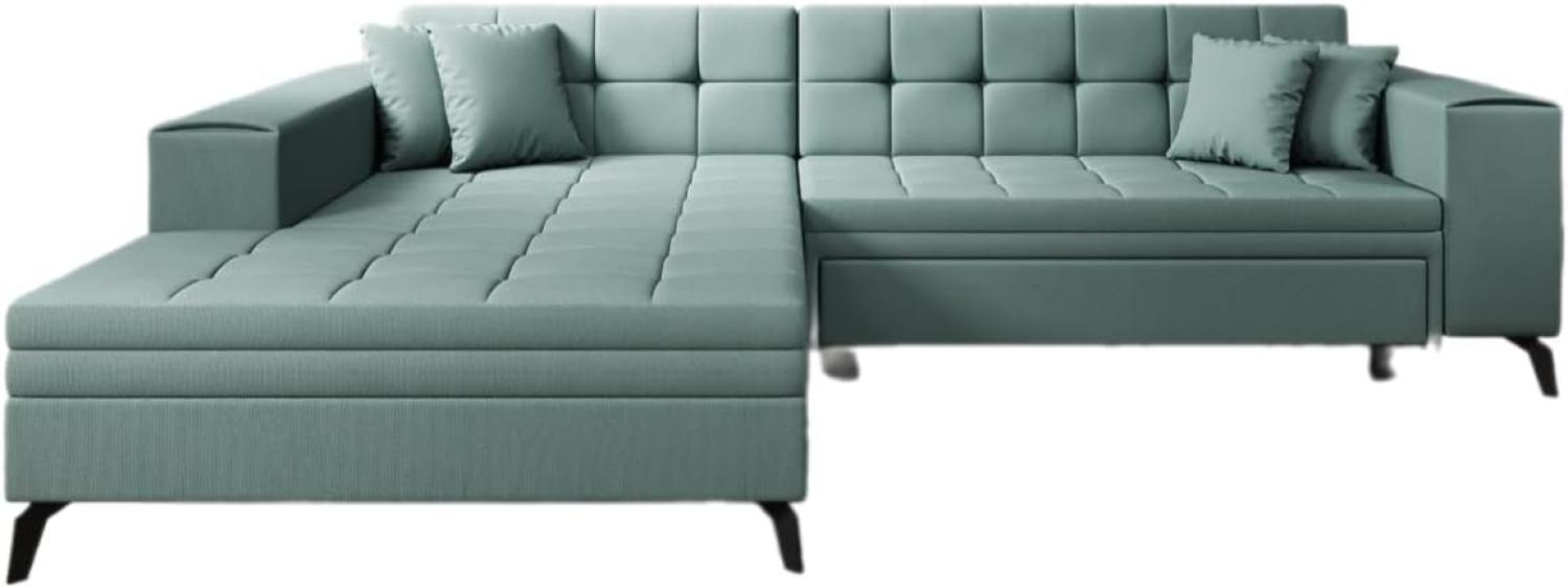 Designer Sofa Frida mit Schlaffunktion Stoff Grün Links Bild 1