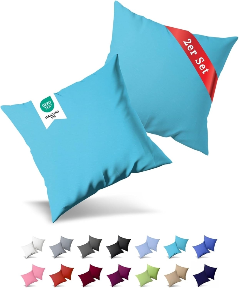 Buymax Kissenbezüge Kissenbezug 100% Baumwolle Premium Jersey, (2 Stück), Kissenhüllen, Reißverschluss, atmungsaktiv, unifarben, einfarbig Bild 1