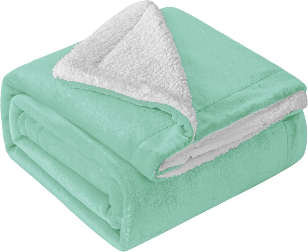 Mixibaby Hochwertige Wohndecken Kuscheldecken, extra Dicke warm Sofadecke/Couchdecke, Größe:150 cm x 200 cm, Farbe:Mint Bild 1