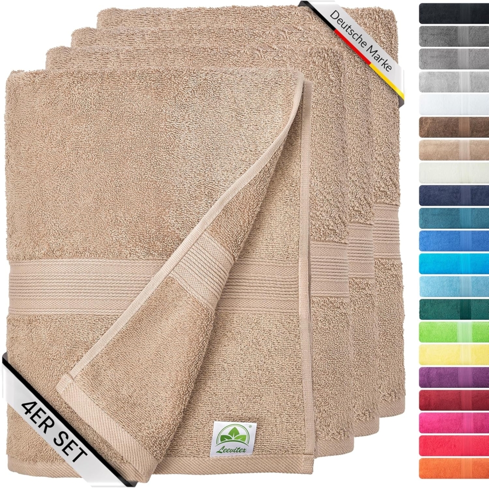 leevitex® Handtuch Frottee 4er Set, 50 x 100 cm, hochwertig verarbeitet & fusselfrei Bild 1