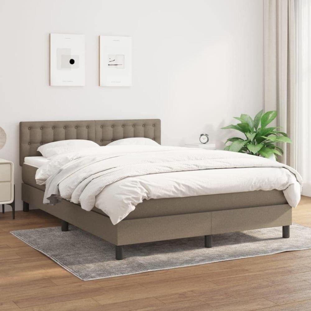 vidaXL Boxspringbett mit Matratze Taupe 140x200 cm Stoff 3140381 Bild 1