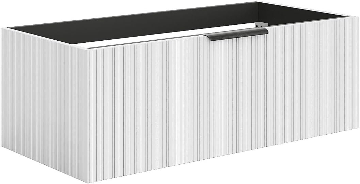Vente-unique - Hängeschrank für Waschbecken mit Rillenstruktur - Weiß - 100 cm - PALIRO Bild 1