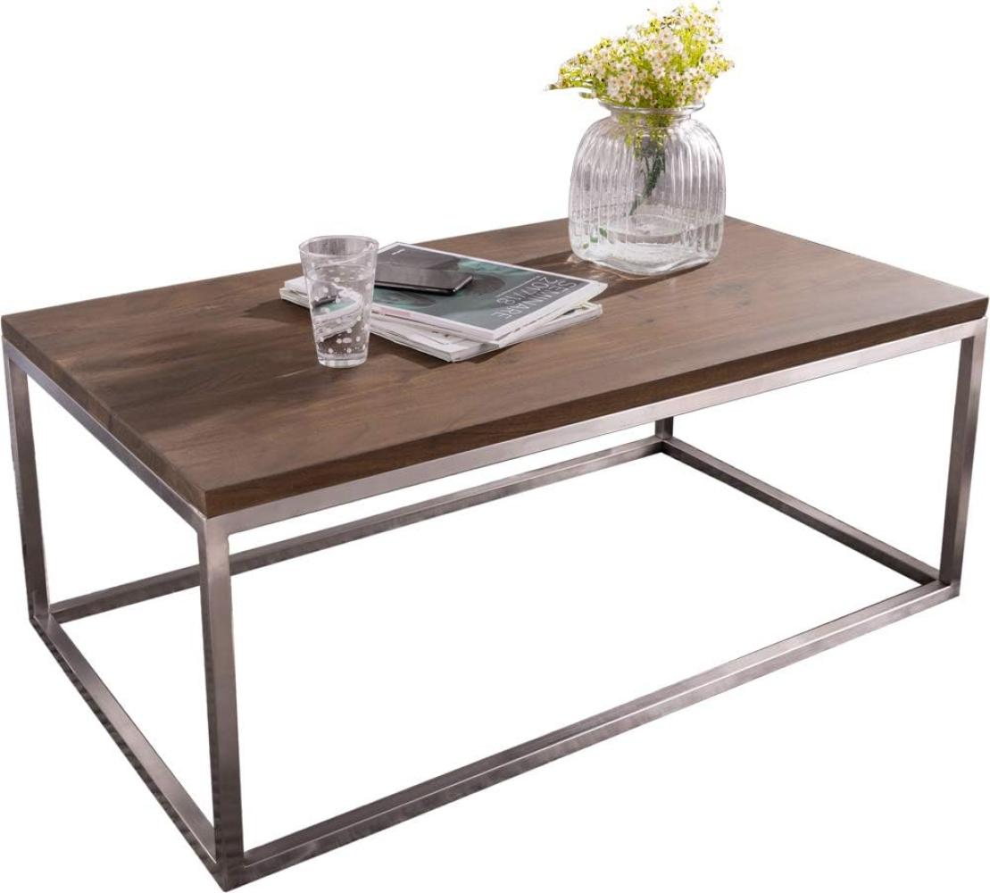 Wohnzimmertisch Tatius Akazie Braun 100x57 Gestell Edelstahl Industrial Style Bild 1