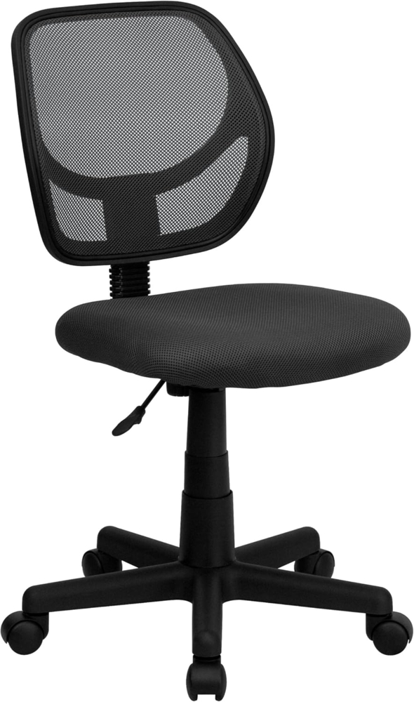 Flash Furniture Neri Bürostuhl mit niedriger Rückenlehne, Netzstoff, drehbar, mit gebogener quadratischer Rückenlehne, Grau Bild 1