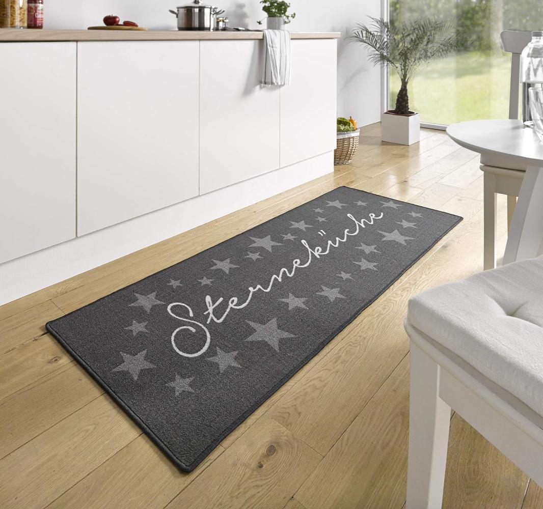 Hanse Home Loop Teppich Läufer – Teppichläufer Mit Schriftzug Weicher Kurzflor Teppich Modernes Design für Flur, Schlafzimmer, Kinderzimmer, Badezimmer, Wohnzimmer, Küche – Grau, 67x180cm Bild 1