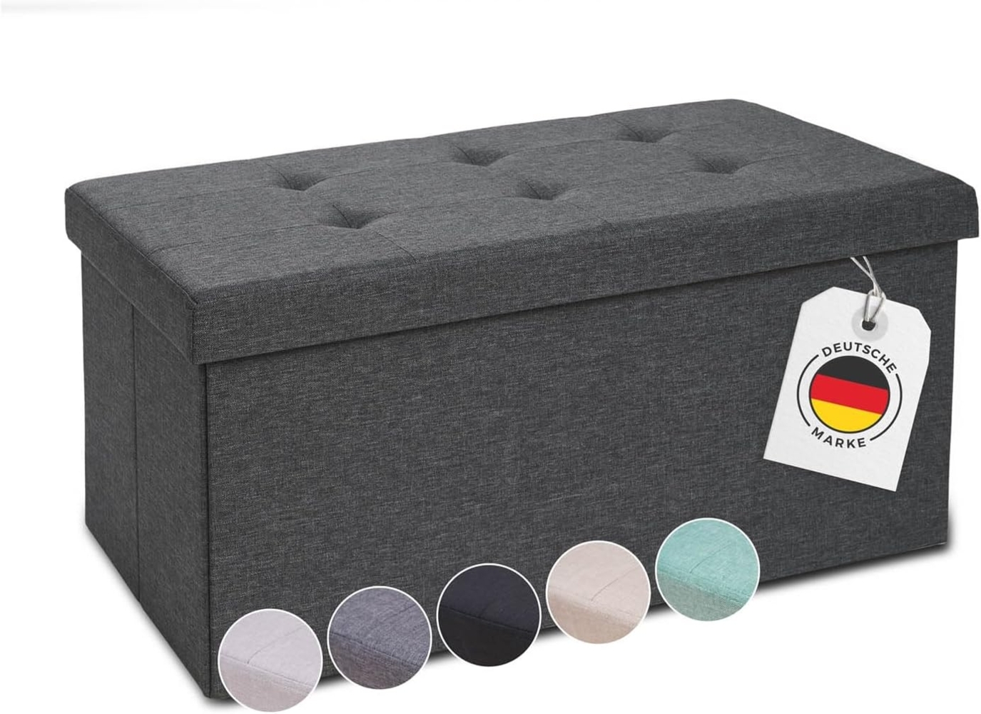 Blumtal Sitzbank mit Stauraum + extra Box - Truhenbank mit Stauraum 76 x 38 x 38 cm - Sitztruhe mit Stauraum - Bequemer Hocker mit Stauraum - Aufbewahrungsboxen - Polsterhocker - Sitzbox in Anthrazit Bild 1