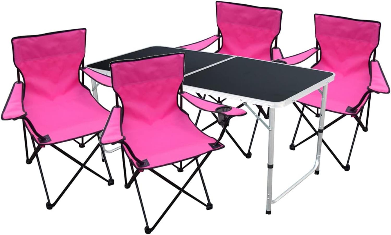 5-teiliges Campingmöbel Set Schwarz - Pink Bild 1