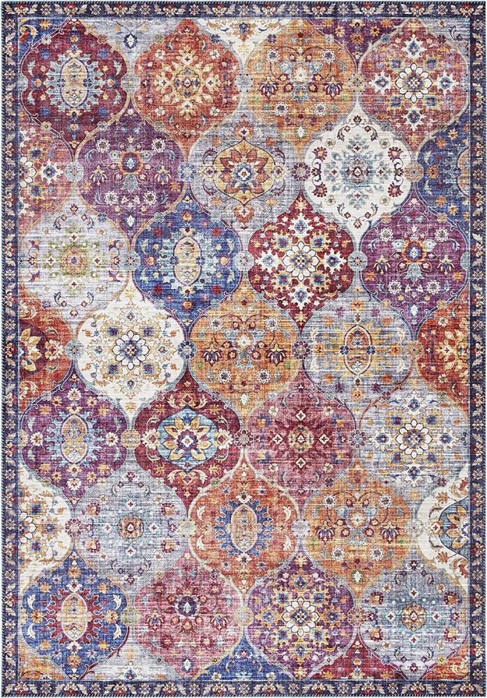 Kurzflor Teppich Kashmir Ghom Bunt - 200x290x0,7cm Bild 1