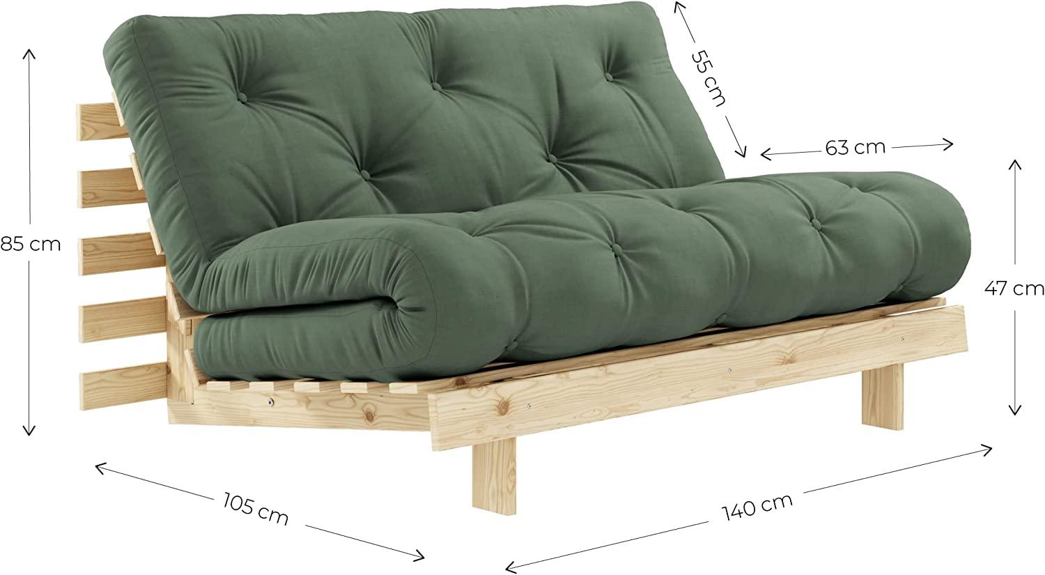 KARUP DESIGN ROOTS Futonsofa Gestell Unbehandelt Matratze Olive Green Bild 1