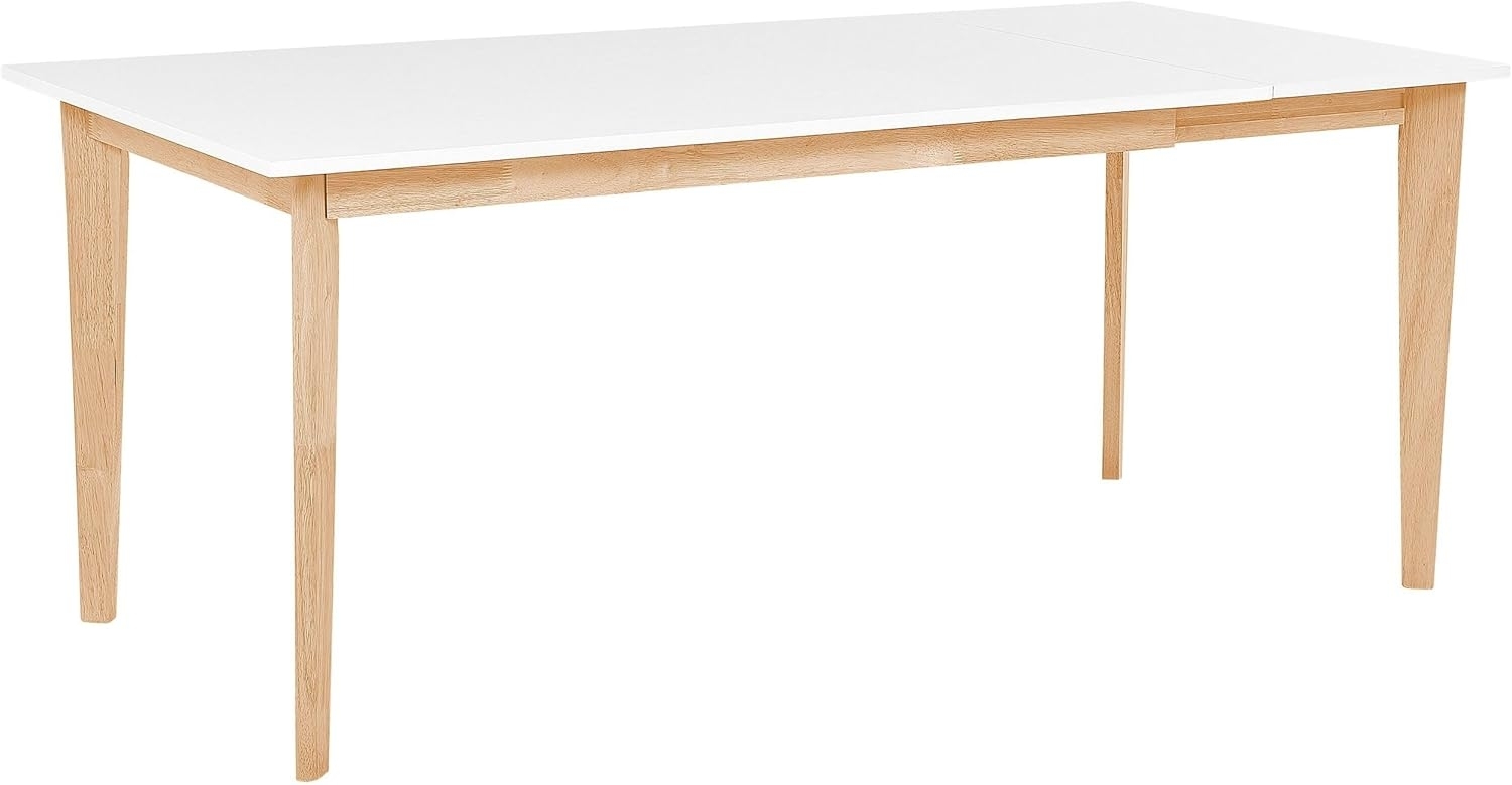 Esstisch weiß / heller Holzfarbton 140/180x90 cm ausziehbar SOLA Bild 1