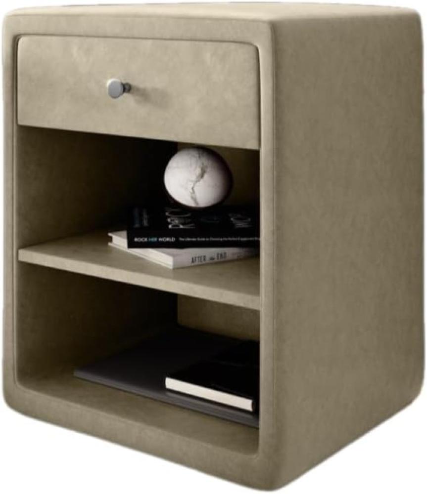 Designer Nachttisch Amy (Samt) Beige Bild 1