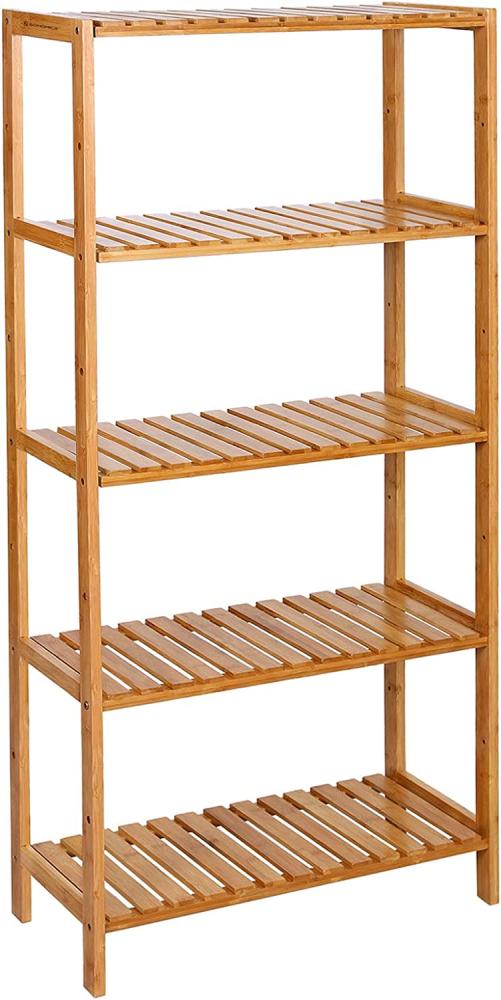 SONGMICS Standregal, Badregal, Küchenregal, Schuhregal, Blumenständer, Bücherregal mit 5 Ablagen, Bambus, 130 x 60 x 26 cm Bild 1