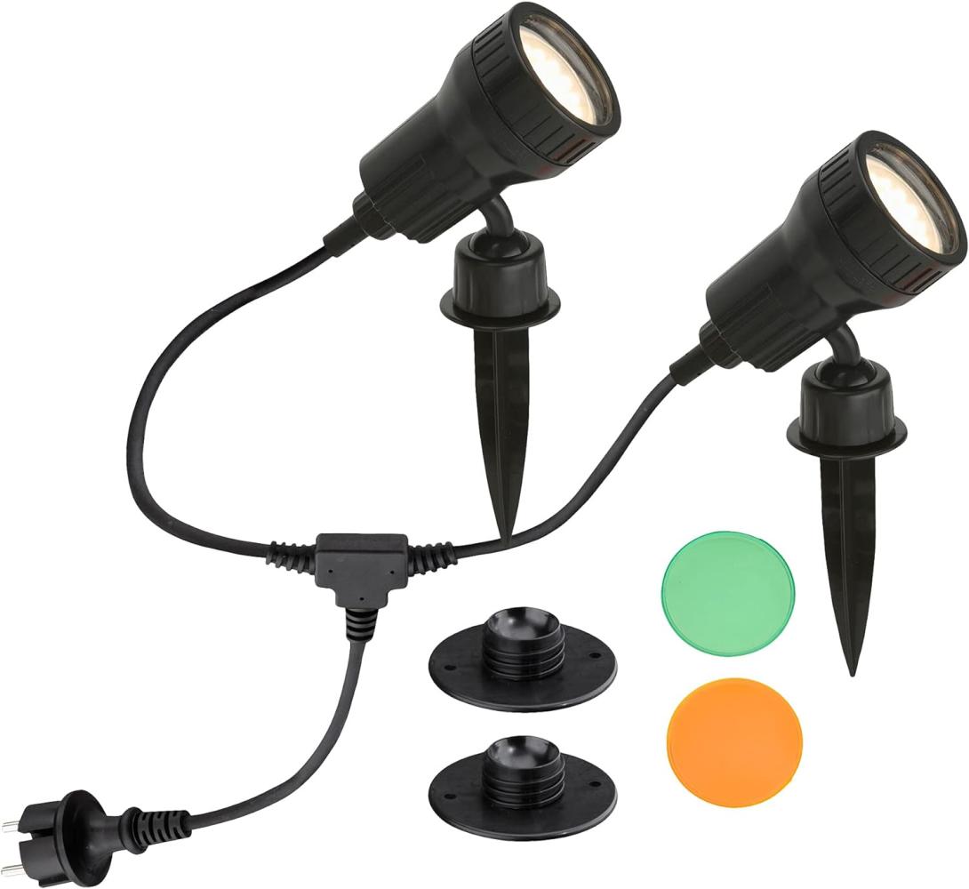 BRILONER Leuchten - Außenleuchte, Gartenleuchte, Wegeleuchte, 2er-Set, 2x GU10, 3 W, 250 Lumen, inkl. Erdspieß, IP44, schwarz Bild 1