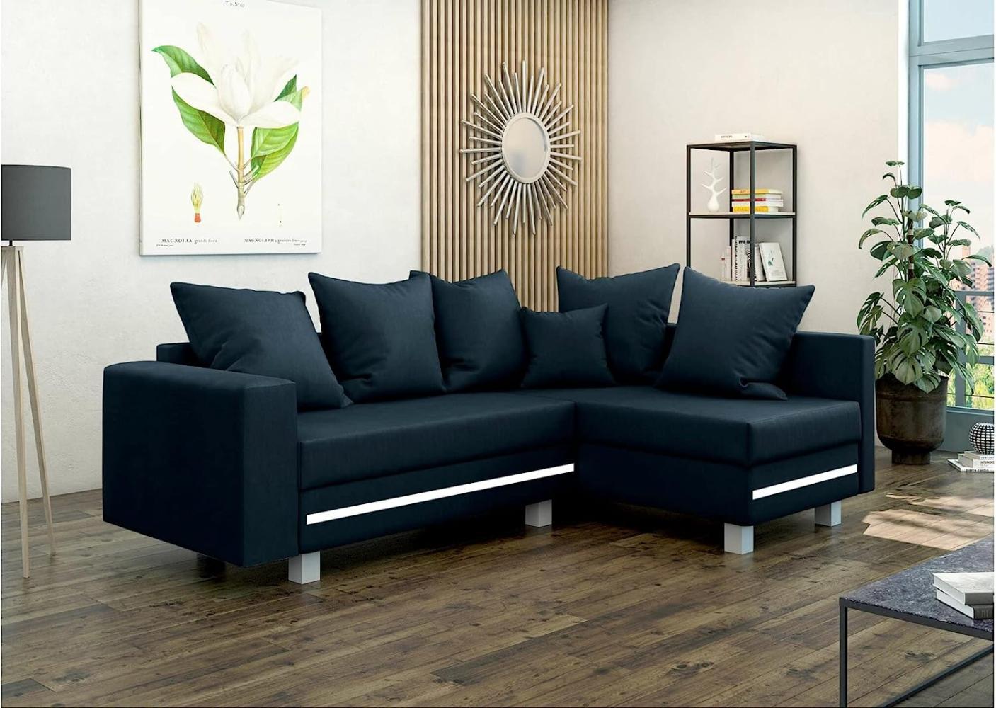 Stylefy Morgan Ecksofa Strukturstoff LARS Dunkelblau Rechts Bild 1