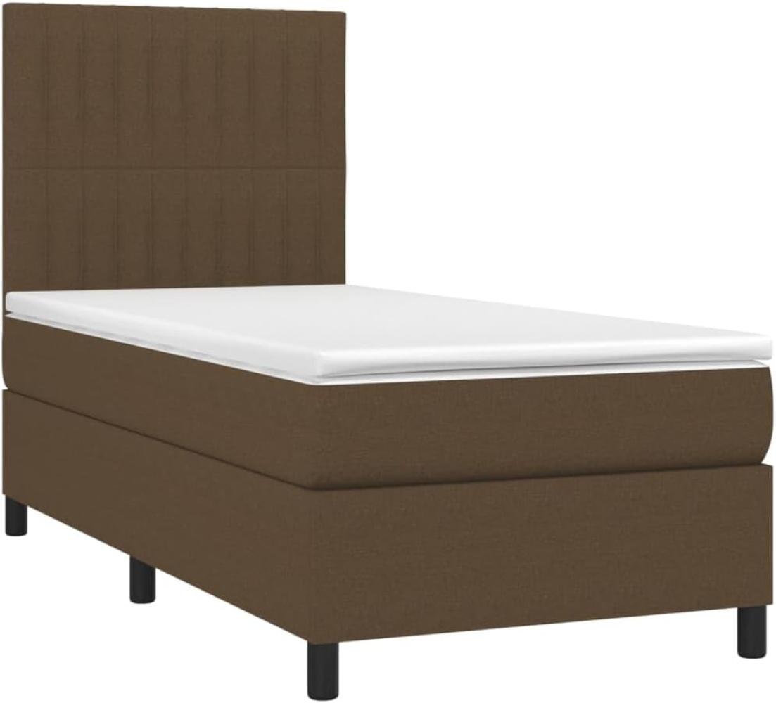 vidaXL Boxspringbett mit Matratze Dunkelbraun 90x190 cm Stoff 3141900 Bild 1