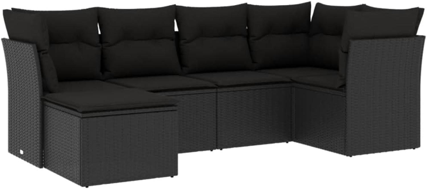 vidaXL 6-tlg. Garten-Sofagarnitur mit Kissen Schwarz Poly Rattan 3217945 Bild 1