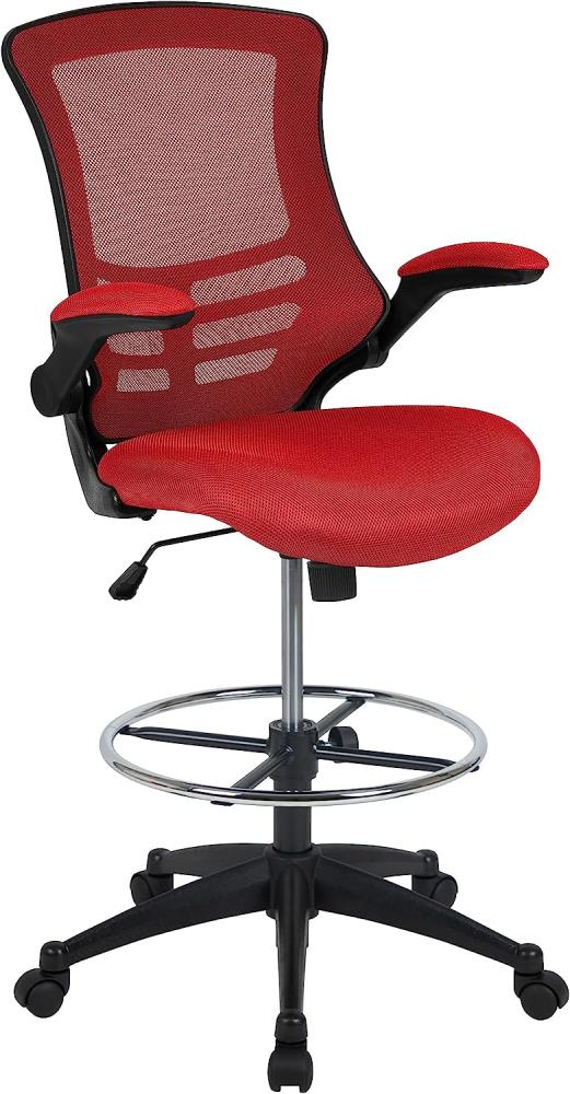 Flash Furniture Zeichenstuhl, Metall Kunststoff Holzwerkstoff Schaumstoff Netzgewebe Technisches Holz, Rotes Netz, 64. 77 x 62. 23 x 128. 91 cm Bild 1