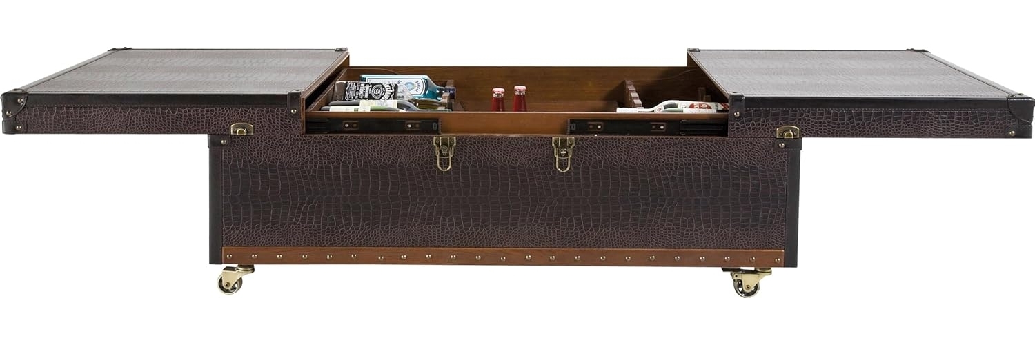 Kare Design Couchtisch Bar Colonial, 75167, großer, rustikaler Funktions-Truhentisch mit Rollen im Kolonialstil, ausziehbar, dunkelbraun (H/B/T) 37 x 120 x 75 cm Bild 1