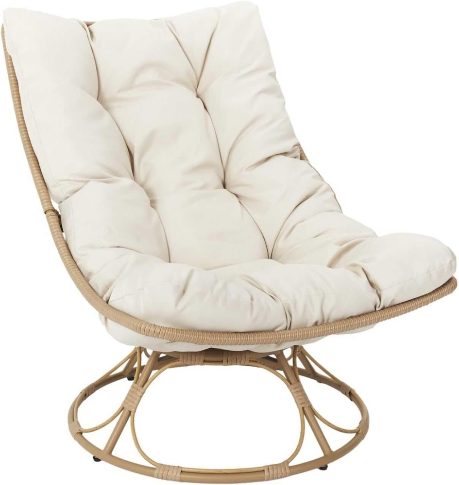 HOME DECO FACTORY, HDO0227, Petra-Sessel, Möbel, Gartenmöbel, Außensitz, 74 x 88 x 96 cm, Sitzhöhe 35 cm, UV-Behandlung – Textil, Wasserabweisende Epoxidbehandlung, Beige Bild 1