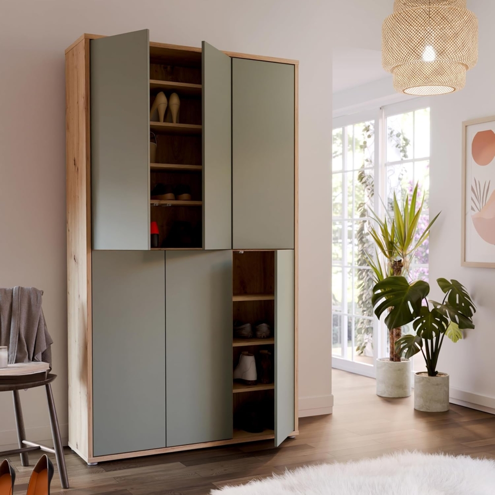 Mehrzweckschrank Schrank Alice Springs in Eiche und Sage Green Bild 1