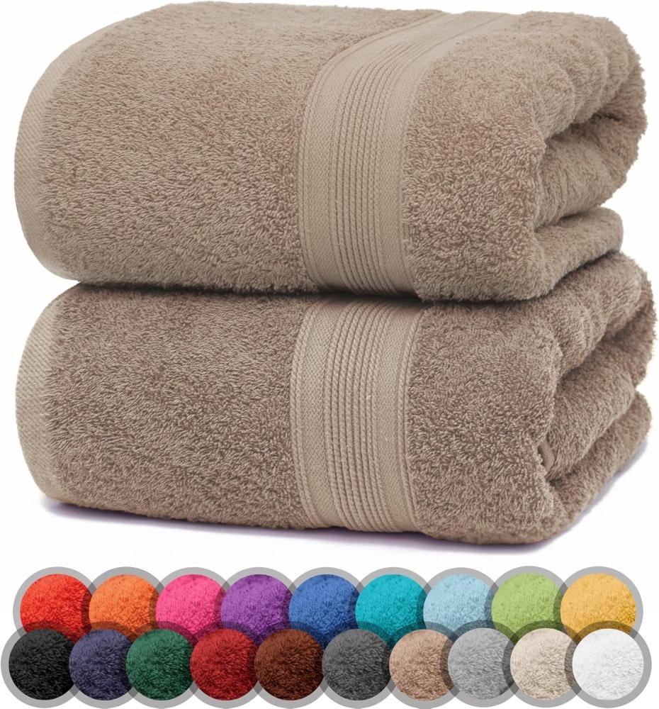 NatureMark 2er Pack DUSCHTÜCHER Premium Qualität 70x140cm DUSCHTUCH Dusch-Handtuch Doppelpack Farbe: Sand/Beige Bild 1