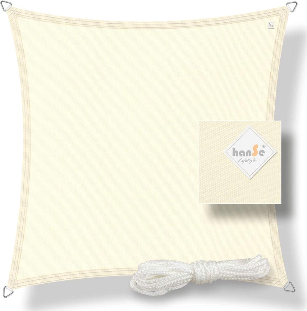 hanSe® Sonnensegel 100% Polyester PES Quadrat 3x3m Creme Sonnenschutz Marken-Sonnensegel wasserabweisend wetterbeständig Bild 1