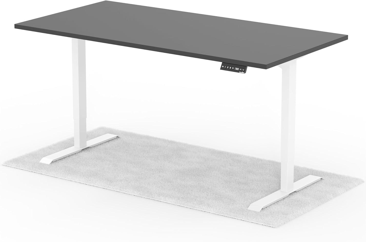 elektrisch höhenverstellbarer Schreibtisch DESK 180 x 90 cm - Gestell Weiss, Platte Anthrazit Bild 1