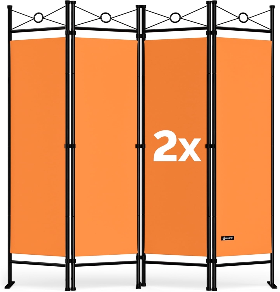 Casaria 2x Paravent Raumteiler Sichtschutz Verstellbar Orange Bild 1