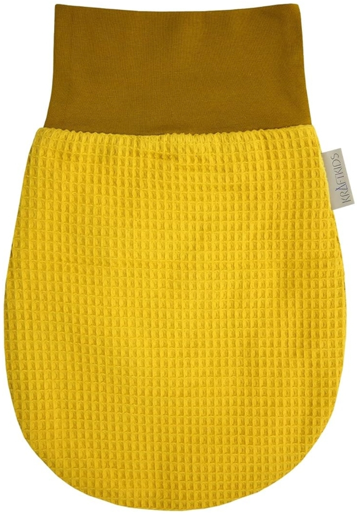 KraftKids Strampelsack Waffel Piqué mustard für den Herbst/Winter aus Musselin Baumwolle und warmen Fleece in zwei Größen erhältlich Bild 1