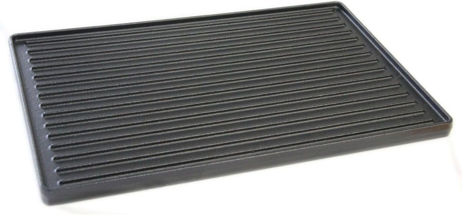 PROREGAL® Grillrost Wende-Grillplatte Gusseisen für Broil King Signet, 38,1 x 33 cm, Doppelseitig, glatte Seite (Plancha), Branding & Röstaromen Bild 1