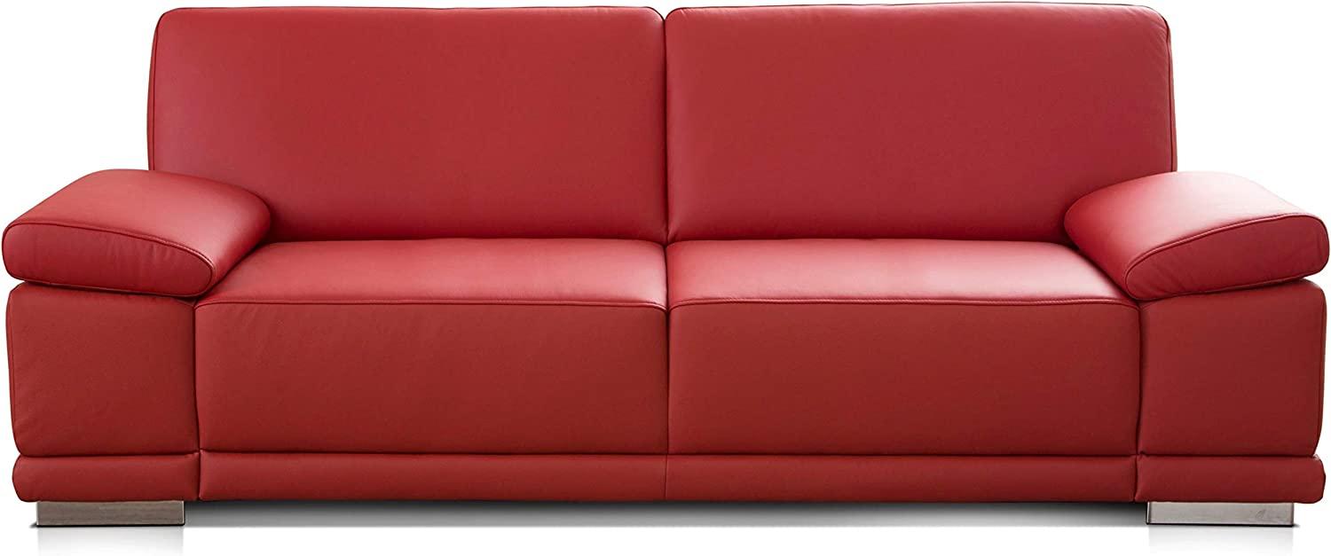 CAVADORE 3-Sitzer Sofa Corianne in Kunstleder / Couch Lederoptik in hochwertigem Kunstleder und modernem Design / Mit verstellbaren Armlehnen / 217 x 80 x 99 / Kunstleder rot Bild 1