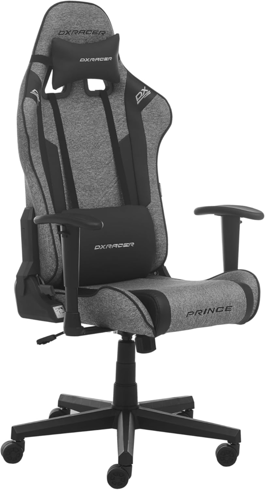 Robas Lund DXRacer Prince L PF132 Gaming-/ Büro-/ Schreibtischstuhl, mit Wippfunktion Gaming Stuhl Höhenverstellbarer Drehstuhl PC Stuhl Ergonomischer Chefsessel, grau-schwarz Bild 1