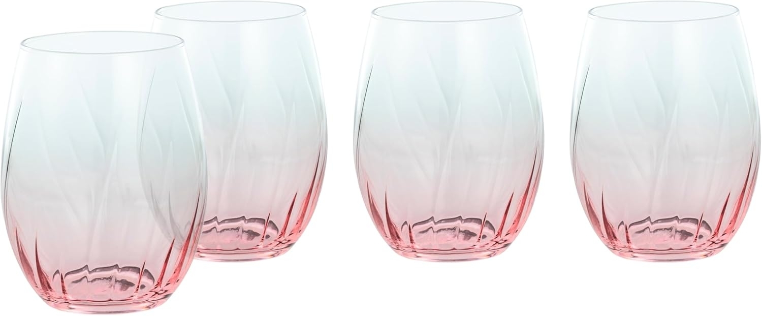 CreaTable Longdrinkglas Swirly Spring, Longdrinkgläser-Set, 4-tlg, Glas, Rillen Relief, Modern, Sommerlich, Leicht Bild 1