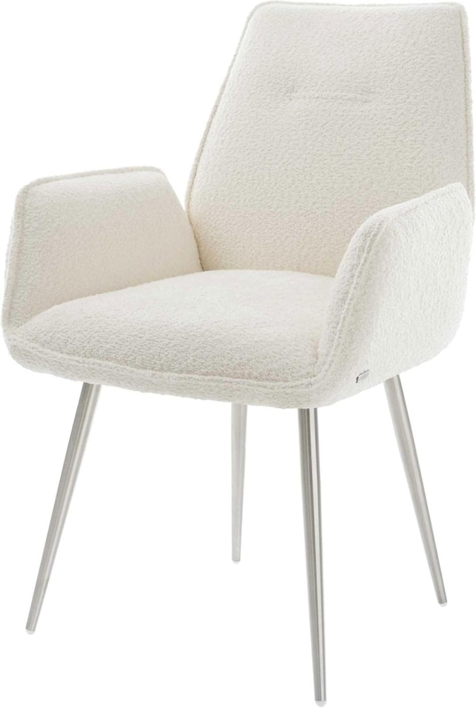 Esszimmerstuhl Zoa-Flex Bouclé Weiß 4-Fuß konisch Edelstahl Taschenfederkern Bild 1